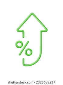 3D Percent and arrow icon. Interest rate, finance, banking, credit and money sphere concept. Trendy and modern vector in 3d style.