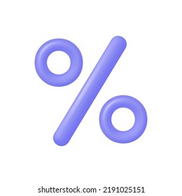 3d percent icon in cartoon style. concept of discounts, sales, promotions. vector illustration isolated on white background.