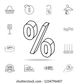 3d percent icon. Detailed set of clearance sale icons. Premium graphic design. One of the collection icons for websites, web design, mobile app on white background