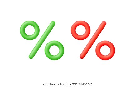 3D Percent icon. Interest rate, finance, banking, credit and money sphere concept. Trendy and modern vector in 3d style.