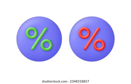 3D Percent icon. Interest rate, finance, banking, credit and money sphere concept. Trendy and modern vector in 3d style.