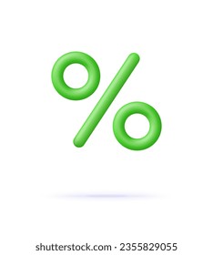 3D Percent icon. Interest rate, finance, banking, credit and money sphere concept. Trendy and modern vector in 3d style.