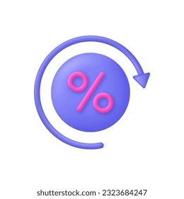 3D Percent icon. Promotion, discount, sale, percentage concept. Interest rate, finance, banking, credit and money sphere concept. Trendy and modern vector in 3d style.