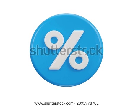 3d percent sign with blue circle discount icon