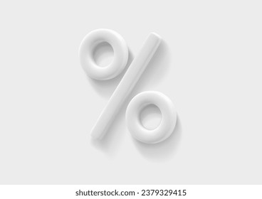3D percent sign on gray background. Discount render. Sale banner, price tag, special offer promotion. Vector promo illustration in minimal style. 