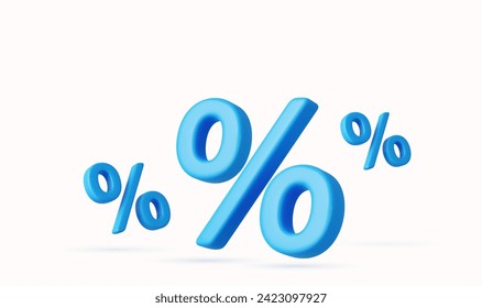 3d Percent sign. Percentage, discount, sale, promotion concept 3d rendering Vector illustration