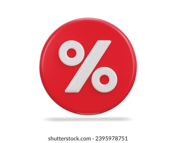 3d percent sign with red circle discount icon