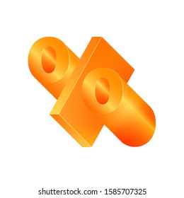 3D percent sign. Volumetric orange figure with a metallic sheen.