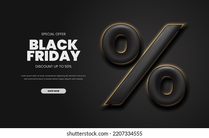 3D percent symbol for sale offer discount promotion at black friday shopping day super mega bis sale with glow light