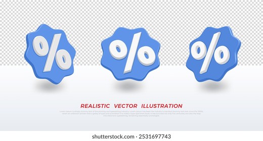 3d percent tags special offer promotion. illustration isolated on transparent background