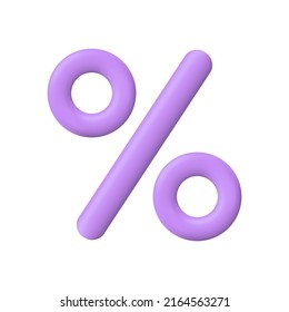 3d percentage icon. 3d percent icon. Sign for discount, sale and promotion. Tag for offer, price and bonus. Purple symbol for coupon and investment. Vector.