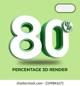 3D percentage number 80% discount process progress Green color