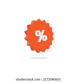 3D-Prozentzeichen in Vektorform. 3D-Tag mit Discount-Zeichen. Vektorgrafik.