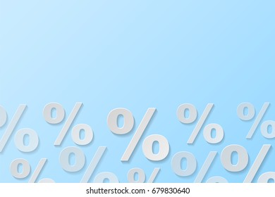 3d percents on blue background. Vector.