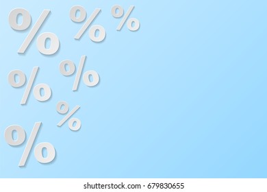 3d percents on blue background. Vector.
