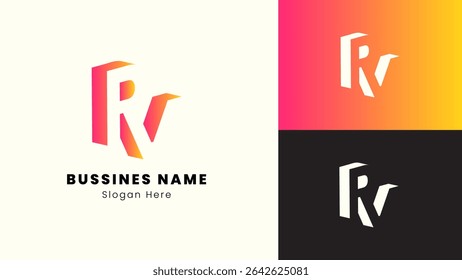 3d perespective isometric negative space letter RV initial logo design, logo for fashion brand, entertainment, productions house, etc.
EPS 10 vector logo design.