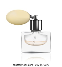 3D Perfume Transparent Glass Bottle Spray. EPS10 Vector