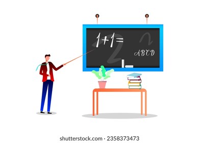 3d persona con pizarra, de vuelta a la escuela, de enseñanza en la escuela