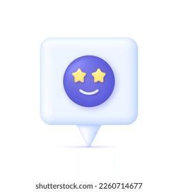 3D Person with star on Speech Bubble. Consumer or customer feedback score, satisfaction level and criticism concept. Online feedback, survey or review concept. Trendy and modern vector in 3d style