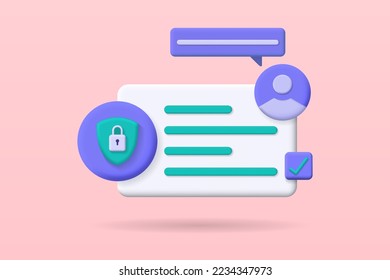 3d personal data protection concept. secure form. Vector 3d illustration