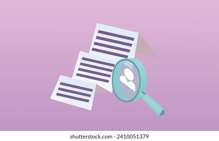 3D personal informationwith magnifying glass.3d goal for technology,online social media usage illustration.