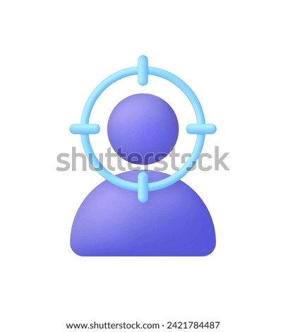 3D Personal targeting symbol for web design. Target customers, audience reach, sales generation. Goal sign. Trendy and modern vector in 3d style