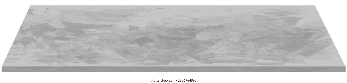 3D Perspective Cement flooring Texture or Concrete Shelf with Rough Surface Top Table Isolated on White background, Vector Element for Grey Studio Background,Interior Display Products,Web Banner