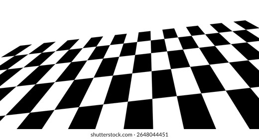 3D perspective checkerboard black and white pattern