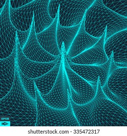 3d Perspective Grid Background. Abstract Geometric Illustration. Connection Structure. Futuristic Technology Style. 