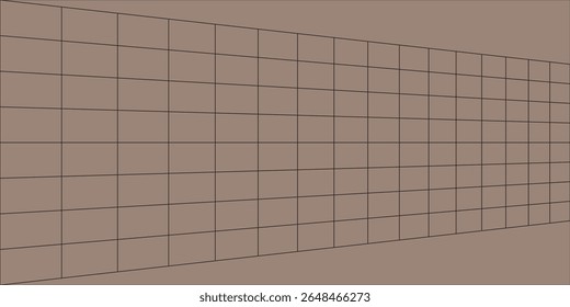 Rejilla de perspectiva 3D sobre un fondo marrón, creando un diseño abstracto similar a un túnel.