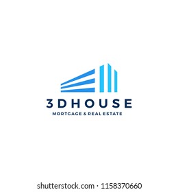 3d perspective house home mortgage architecture logo vector icon