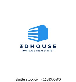 3d Perspective House Home Mortgage Architecture Logo Vector Icon