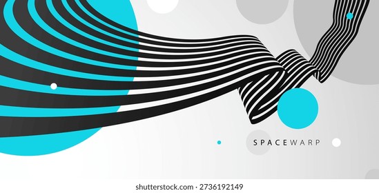 3D perspective lines and circles vector abstract background, curve stripes ribbon bent wallpaper, road journey concept, dynamic wallpaper.