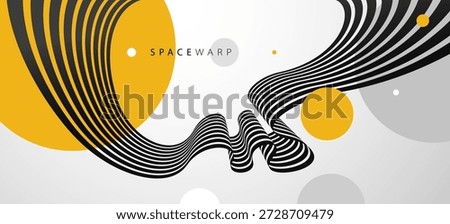 3D perspective lines and circles vector abstract background, curve stripes ribbon bent wallpaper, road journey concept, dynamic wallpaper.
