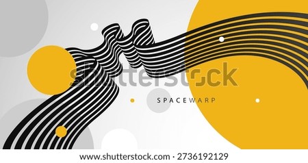 3D perspective lines and circles vector abstract background, curve stripes ribbon bent wallpaper, road journey concept, dynamic wallpaper.