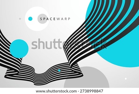 3D perspective lines and circles vector abstract background, curve stripes ribbon bent wallpaper, road journey concept, dynamic wallpaper.