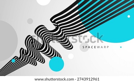3D perspective lines and circles vector abstract background, curve stripes ribbon bent wallpaper, road journey concept, dynamic wallpaper.