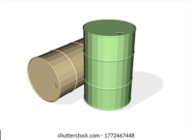 3D perspective metal barrel container aluminium vector isometric illustration. A isolated objects with a white background for Oil, Gas, Petroleum, Gasoline or Gasoline. -Barrel metal vector