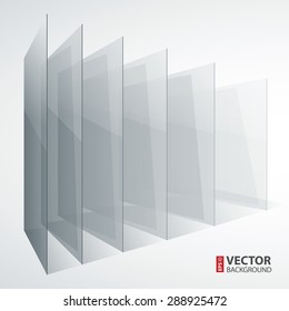 3d perspective transparent glass siny gray abstract rectangles on white background. RGB EPS 10 vector illustration