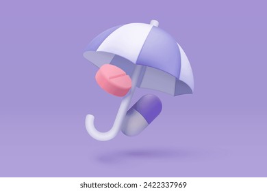 3d pharmacy drug for health pharmaceutical on purple background. Cartoon minimal of first aid and health care. Medical symbol of emergency help. 3d aid medicine icon vector render illustration