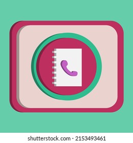 Icono de la libreta de teléfonos 3D vector con fondo turquesa y rosa, mejor para imágenes de diseño de propiedades, colores editables, popular ilustración vectorial