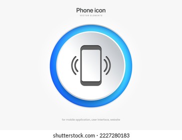 3d phone button icon, incoming call, calling, mobile, voice talk, contact symbol. Accept call. Social media sign for website, mobile app, UI, UX, GUI.