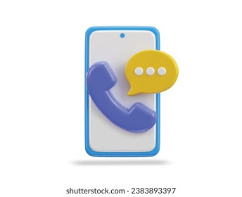 3d phone call and bubble talking with service support system icon