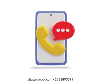 3d phone call and bubble talking with service support system icon