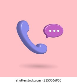 3D Phone Call Icon Vector With Speech Balloon Icon, Best For Your Property Images