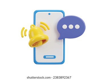 3d phone with chatting notification bell icon vector illustration