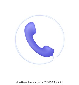 3D Phone handset icon. Call center icon. Concept of talking with service call support hotline and call center. Communication icon. Modern vector in 3d style.