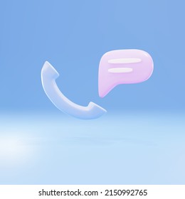 3d Phone handset with speech bubble. Support, customer service, help, communication concept. Vector illustration.