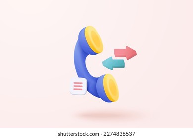 3d phone icon and bubble Talking. Talk with service support hotline, Question mark 3d icon or ask FAQ and QA answer, telephone for contact customer. 3d call center vector icon render illustration