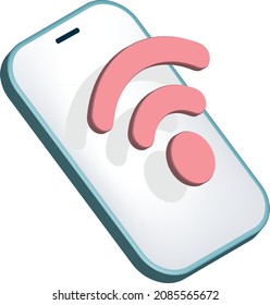 3D phone icon with wi-fi
